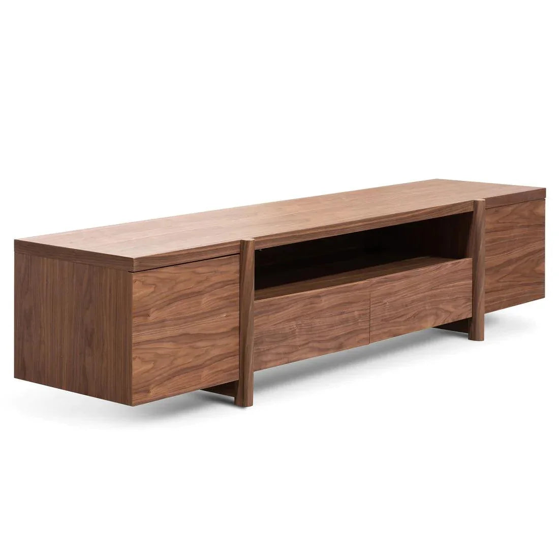 Stella 2.1m Entertainment TV Unit In Walnut - Timber Legs - Furniture Castle