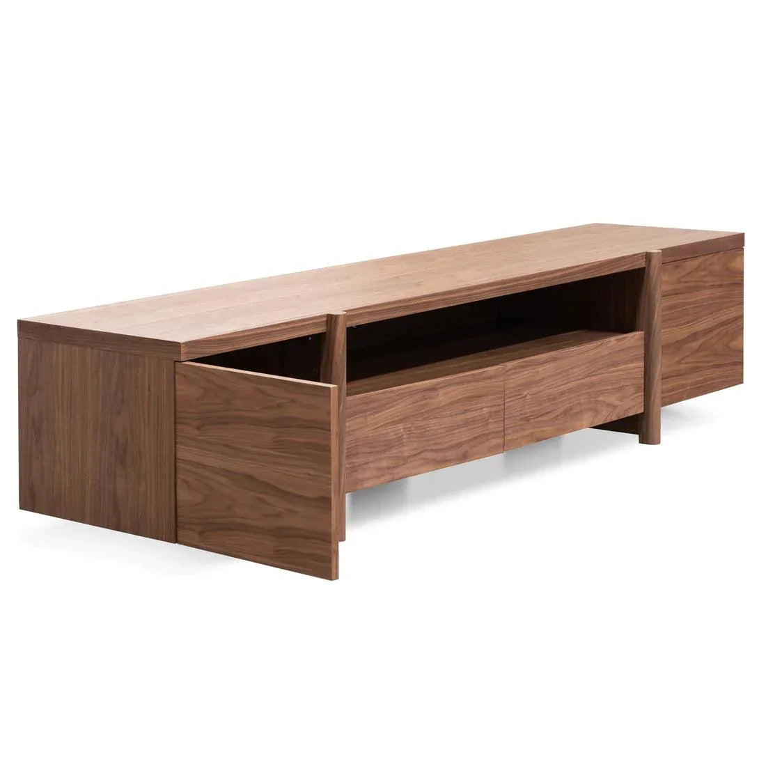 Stella 2.1m Entertainment TV Unit In Walnut - Timber Legs - Furniture Castle