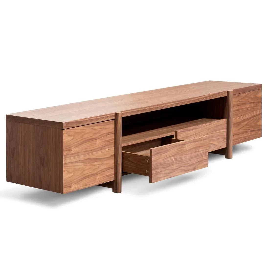 Stella 2.1m Entertainment TV Unit In Walnut - Timber Legs - Furniture Castle