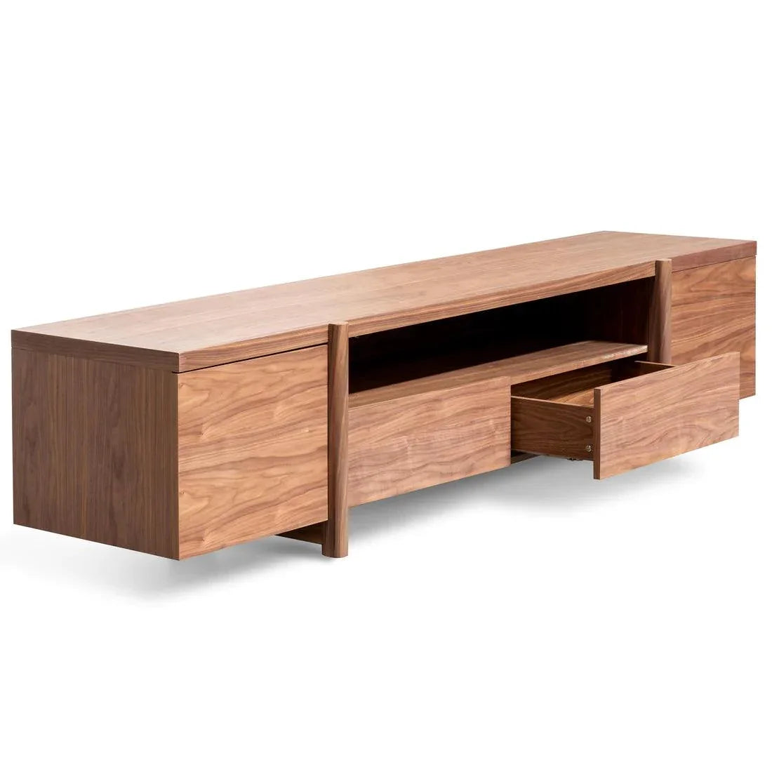 Stella 2.1m Entertainment TV Unit In Walnut - Timber Legs - Furniture Castle