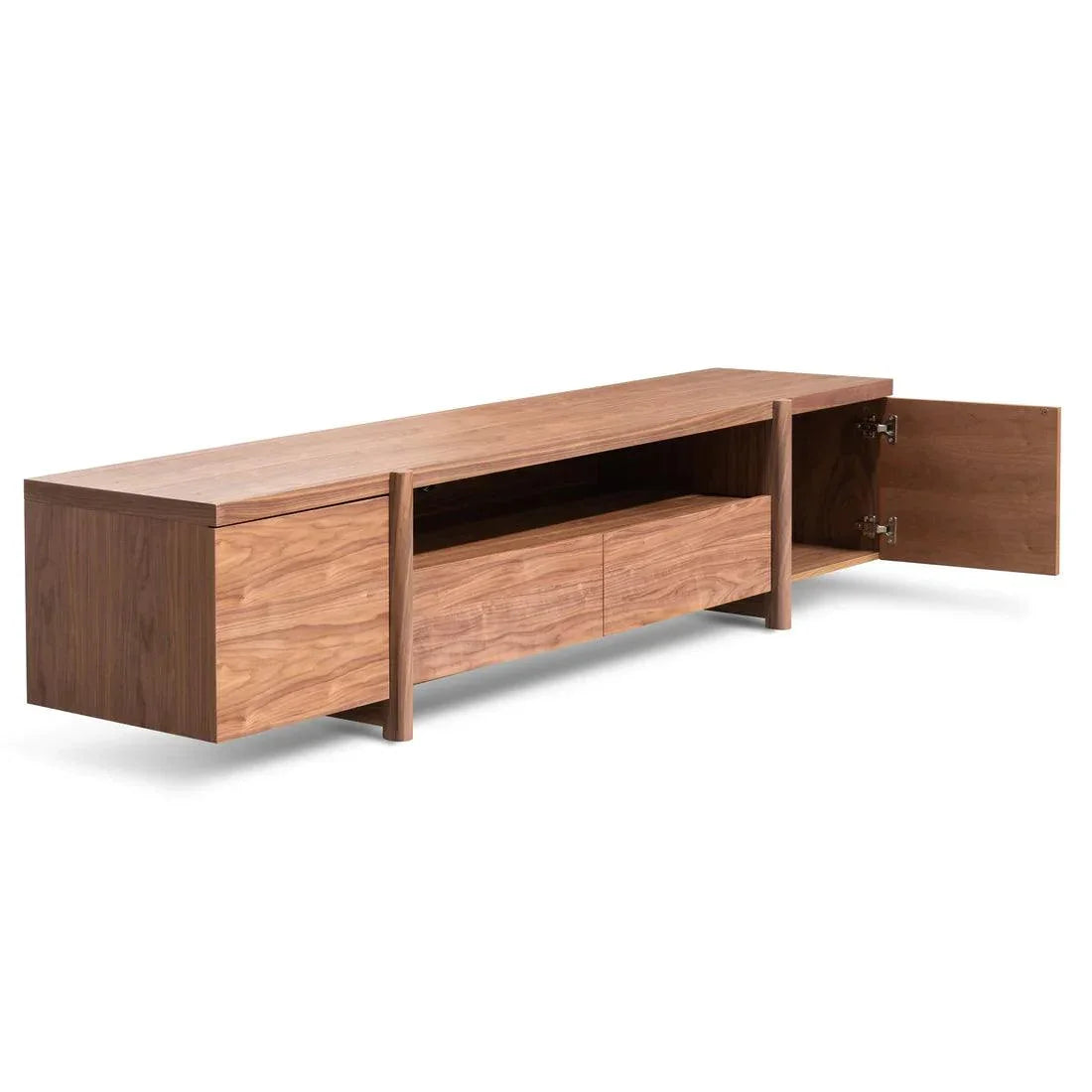Stella 2.1m Entertainment TV Unit In Walnut - Timber Legs - Furniture Castle