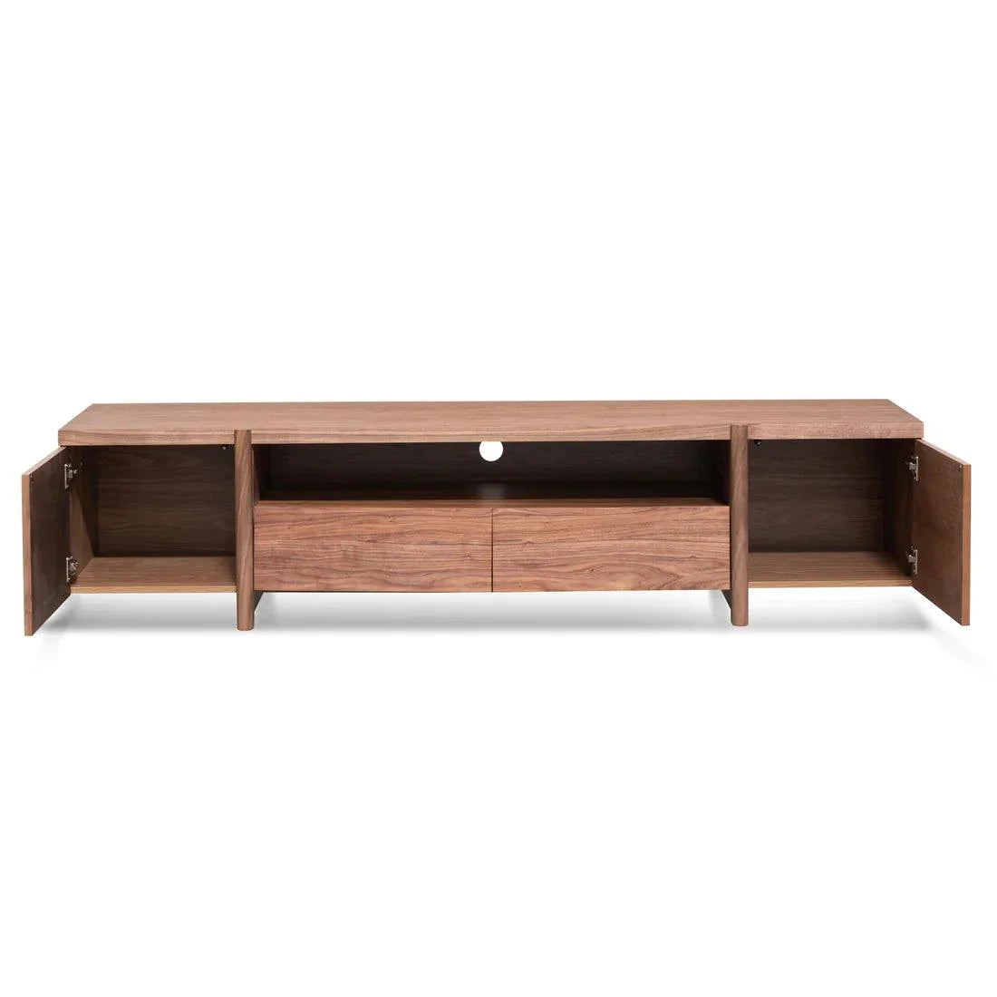 Stella 2.1m Entertainment TV Unit In Walnut - Timber Legs - Furniture Castle