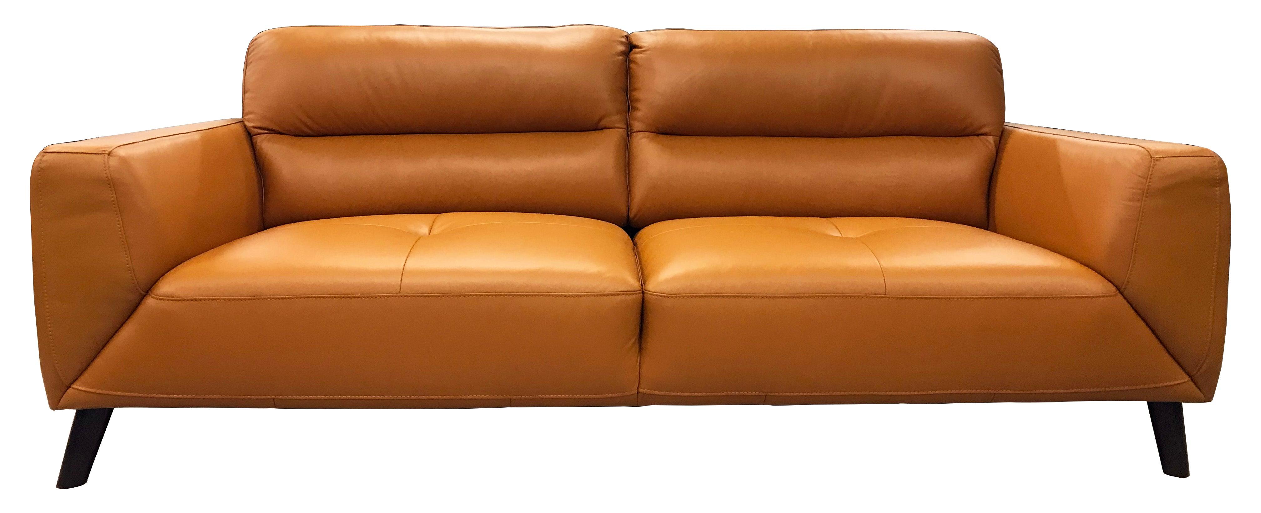 Tanster 3 Seater Leather Sofa Tangerine - Furniture Castle