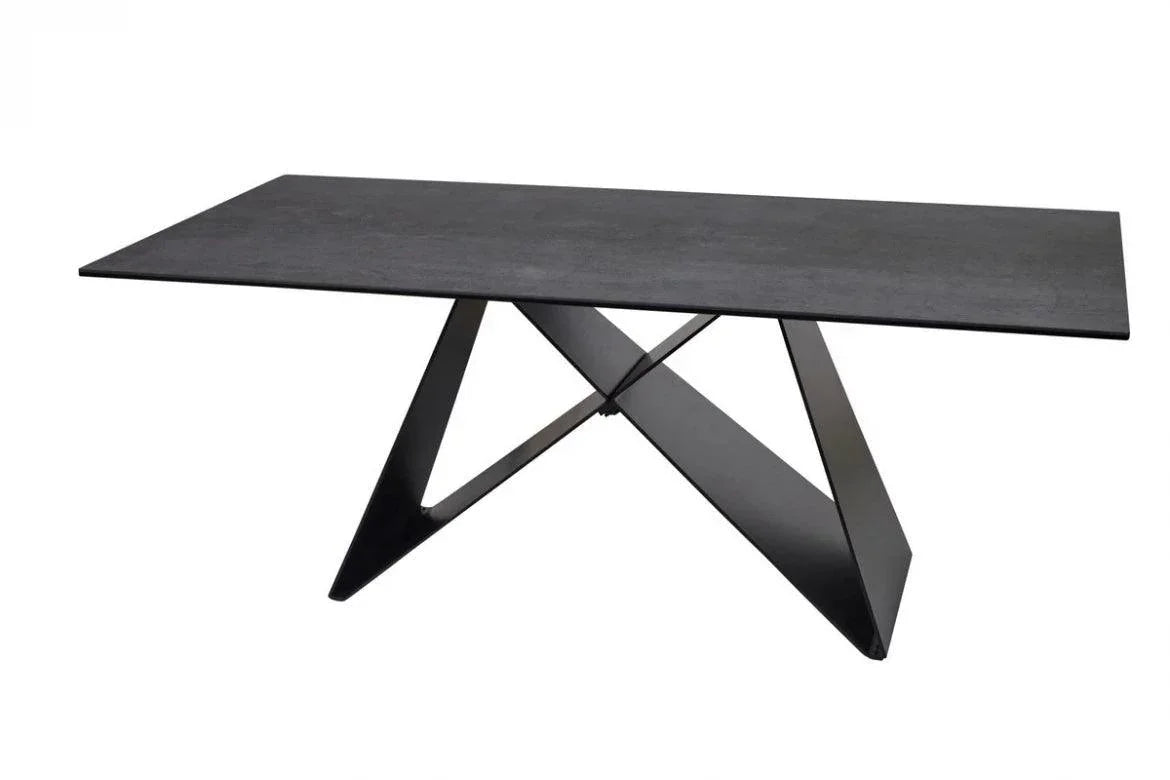 Tella Coffee Table- Shadow Grey Italian Ceramic and Black - Furniture Castle