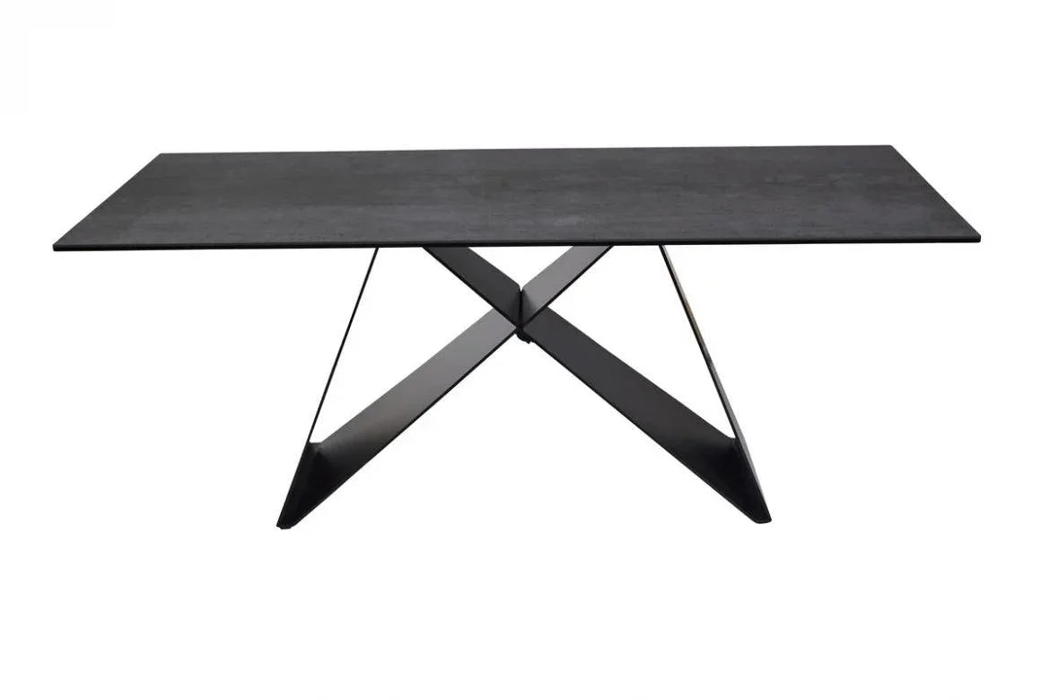Tella Coffee Table- Shadow Grey Italian Ceramic and Black - Furniture Castle