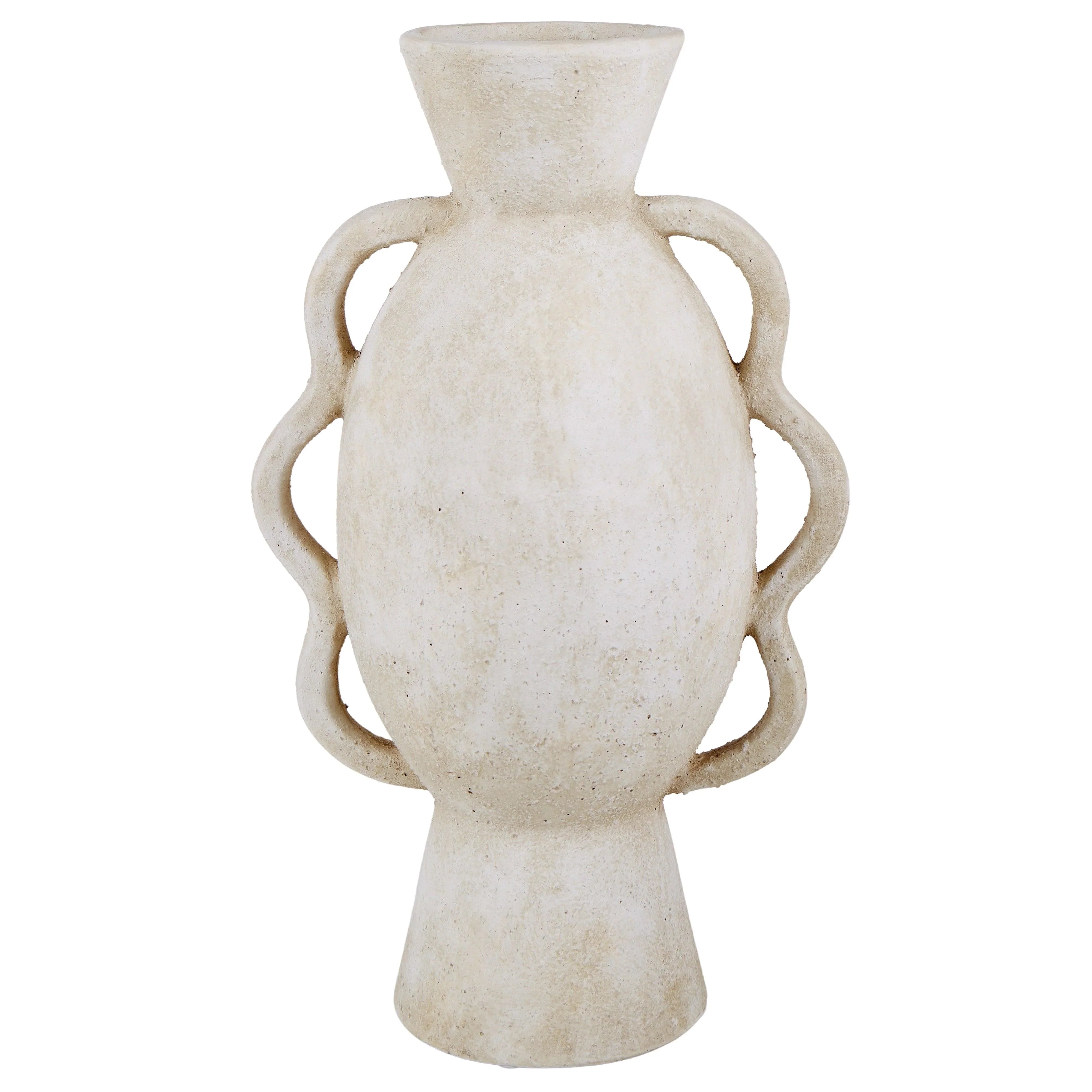 Textured Scalloped Vessel Off White 24.5X17X40.5cm - Furniture Castle