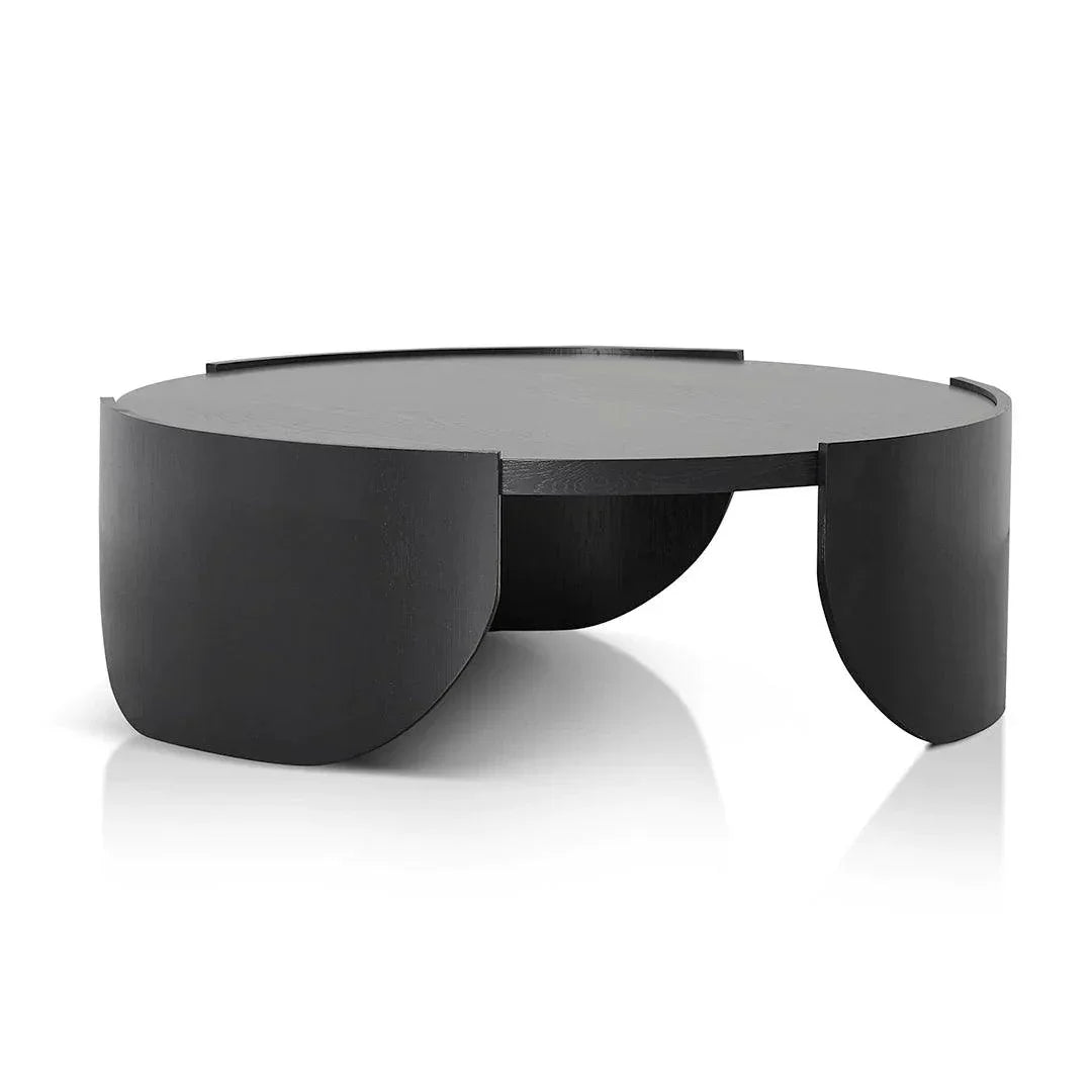 Tokyo 1.1m Round Coffee Table - Black - Furniture Castle