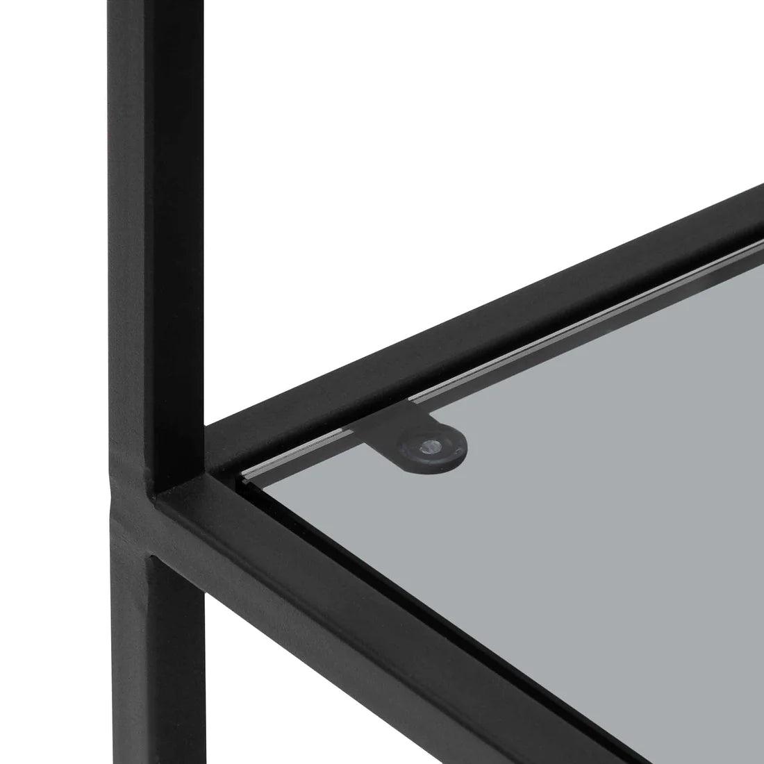 Triple Storey 1.2m Glass Console Table - Black Base - Furniture Castle