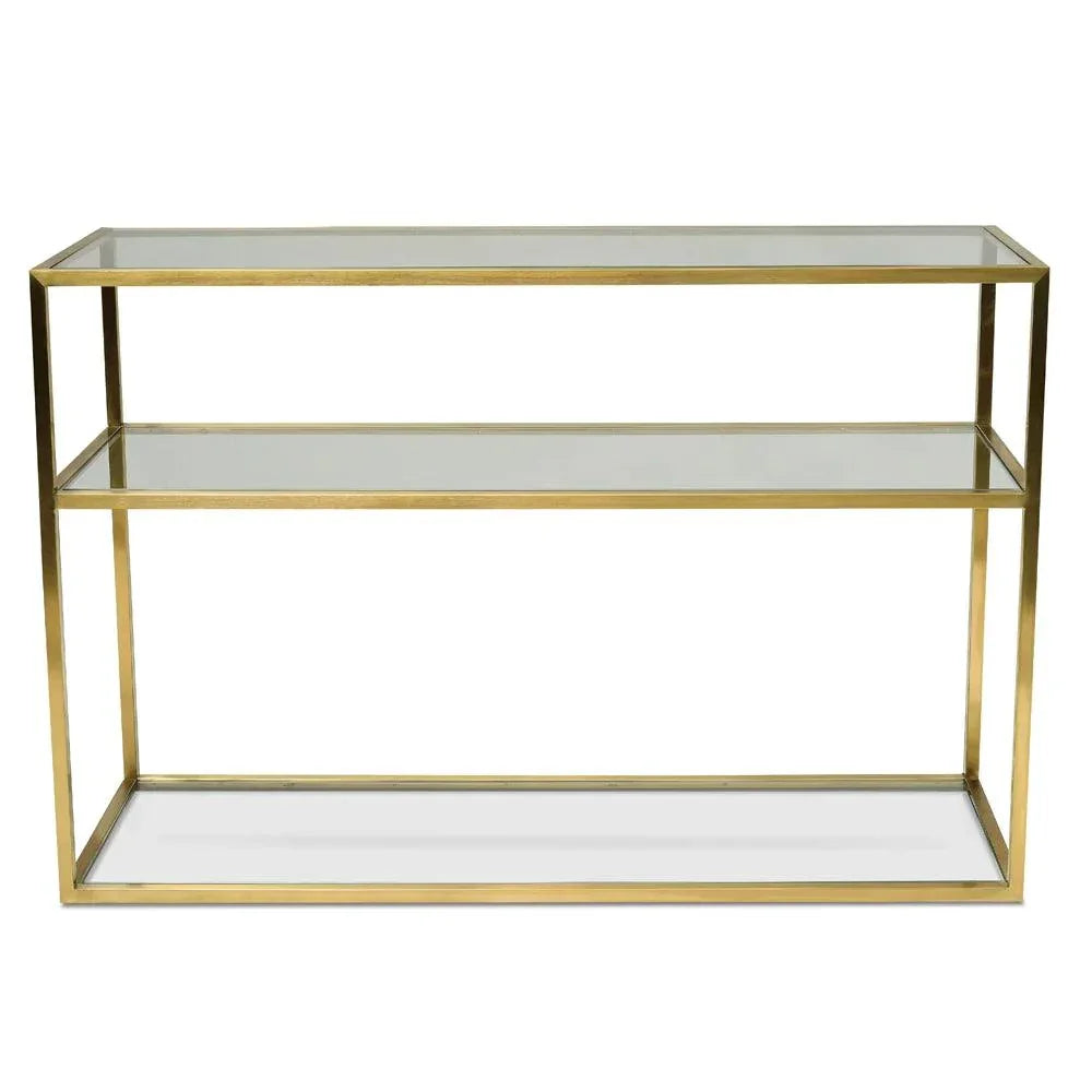 Triple Storey 1.2m Glass Console Table - Gold Base - Furniture Castle