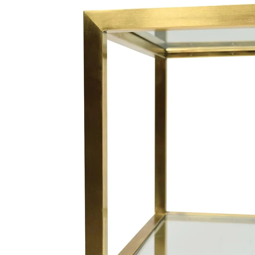 Triple Storey 1.2m Glass Console Table - Gold Base - Furniture Castle