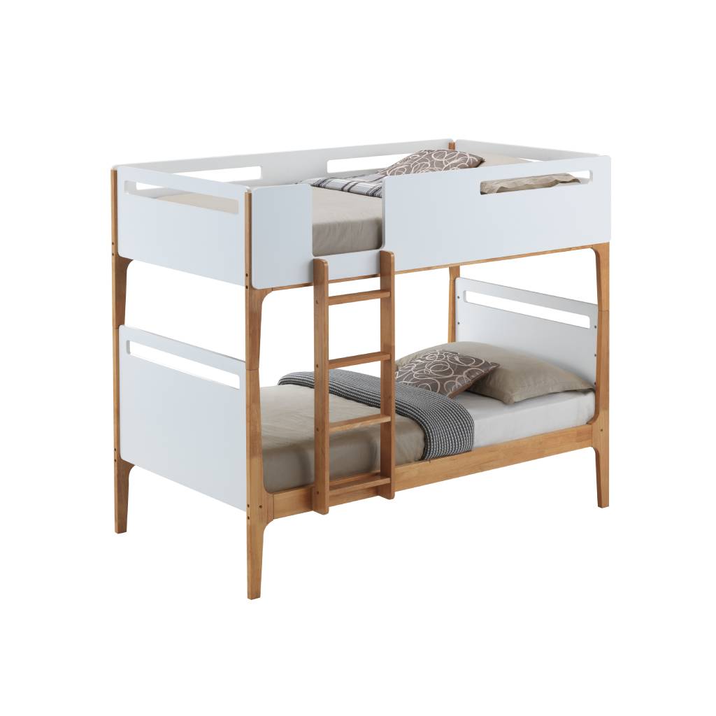 Hayes Single Over Single Bunk Bed – White/Oak
