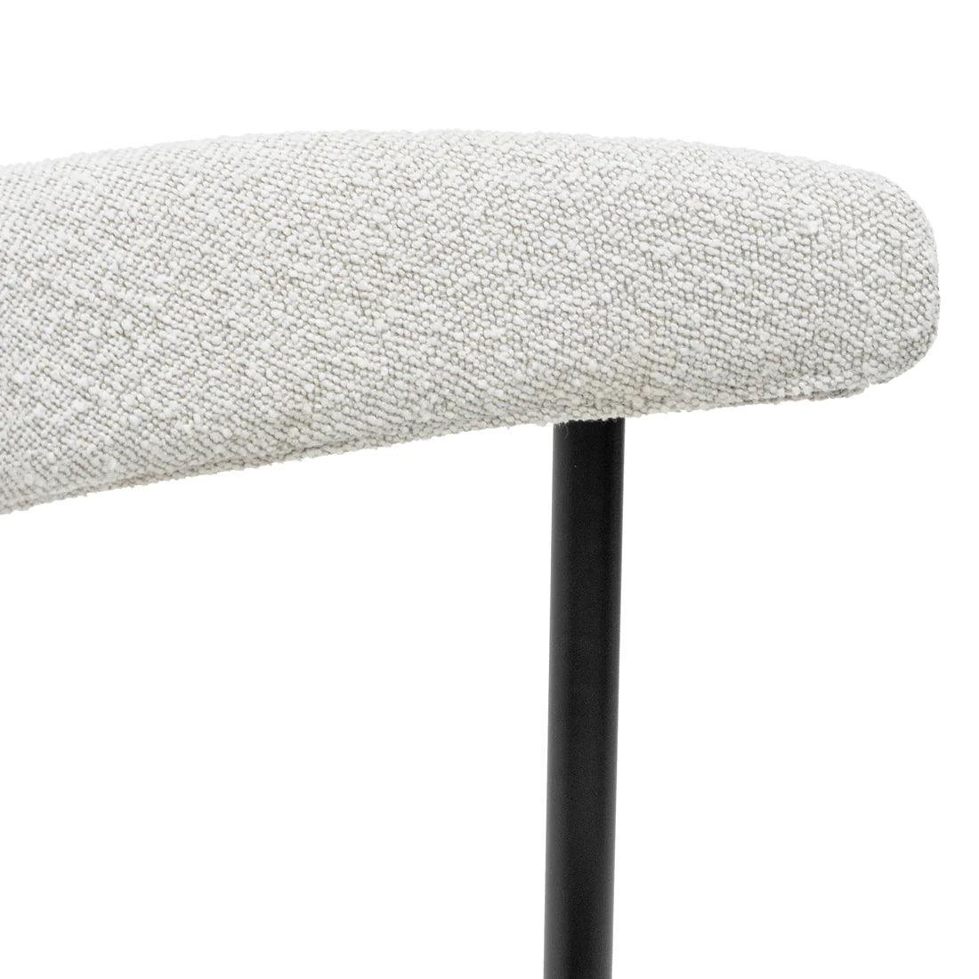 Vans Fabric Dining Chair - Moon White Boucle and Black Legs Set of 2 - Furniture Castle