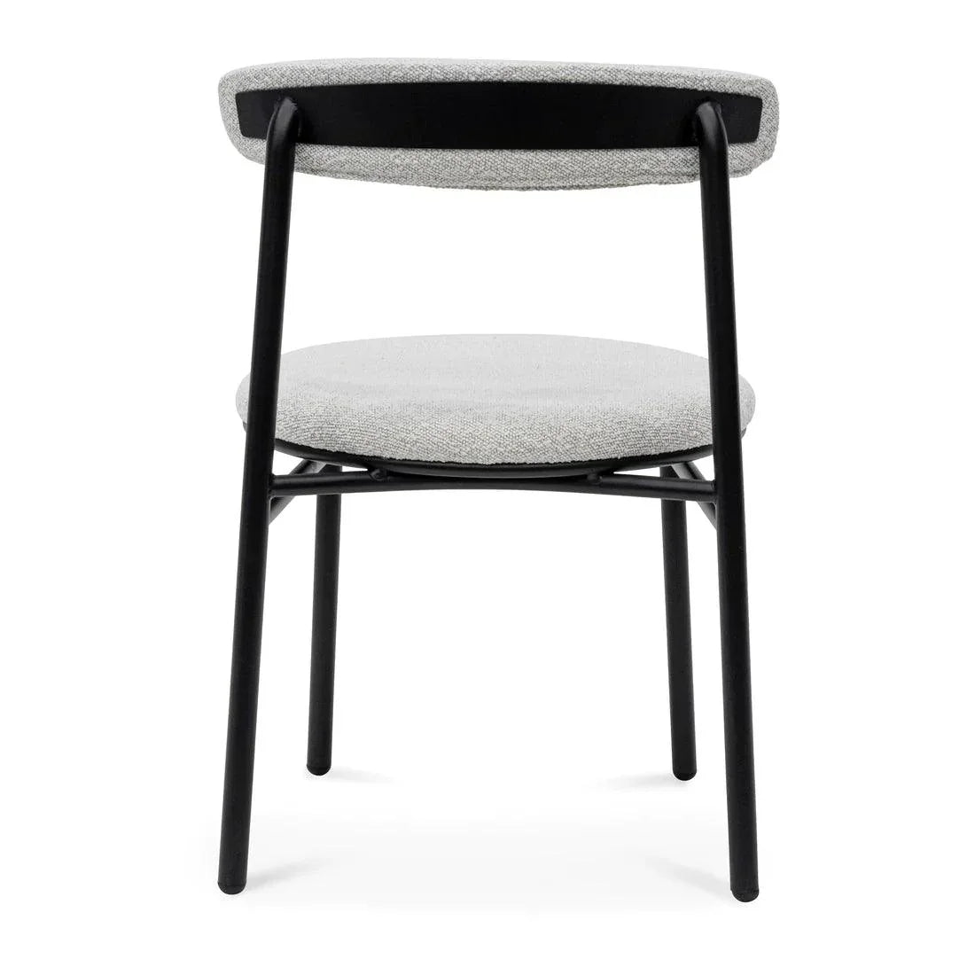 Vans Fabric Dining Chair - Moon White Boucle and Black Legs Set of 2 - Furniture Castle