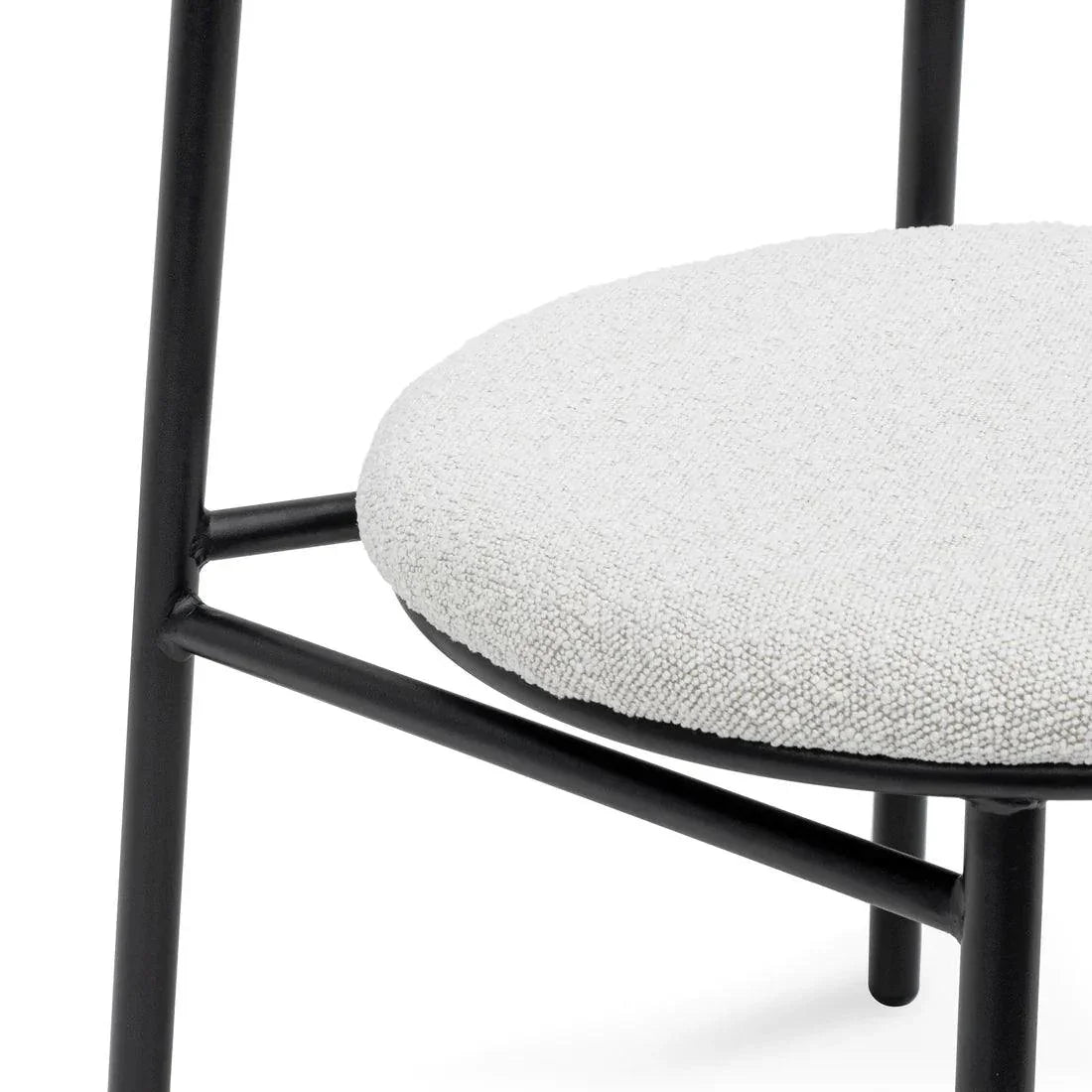 Vans Fabric Dining Chair - Moon White Boucle and Black Legs Set of 2 - Furniture Castle