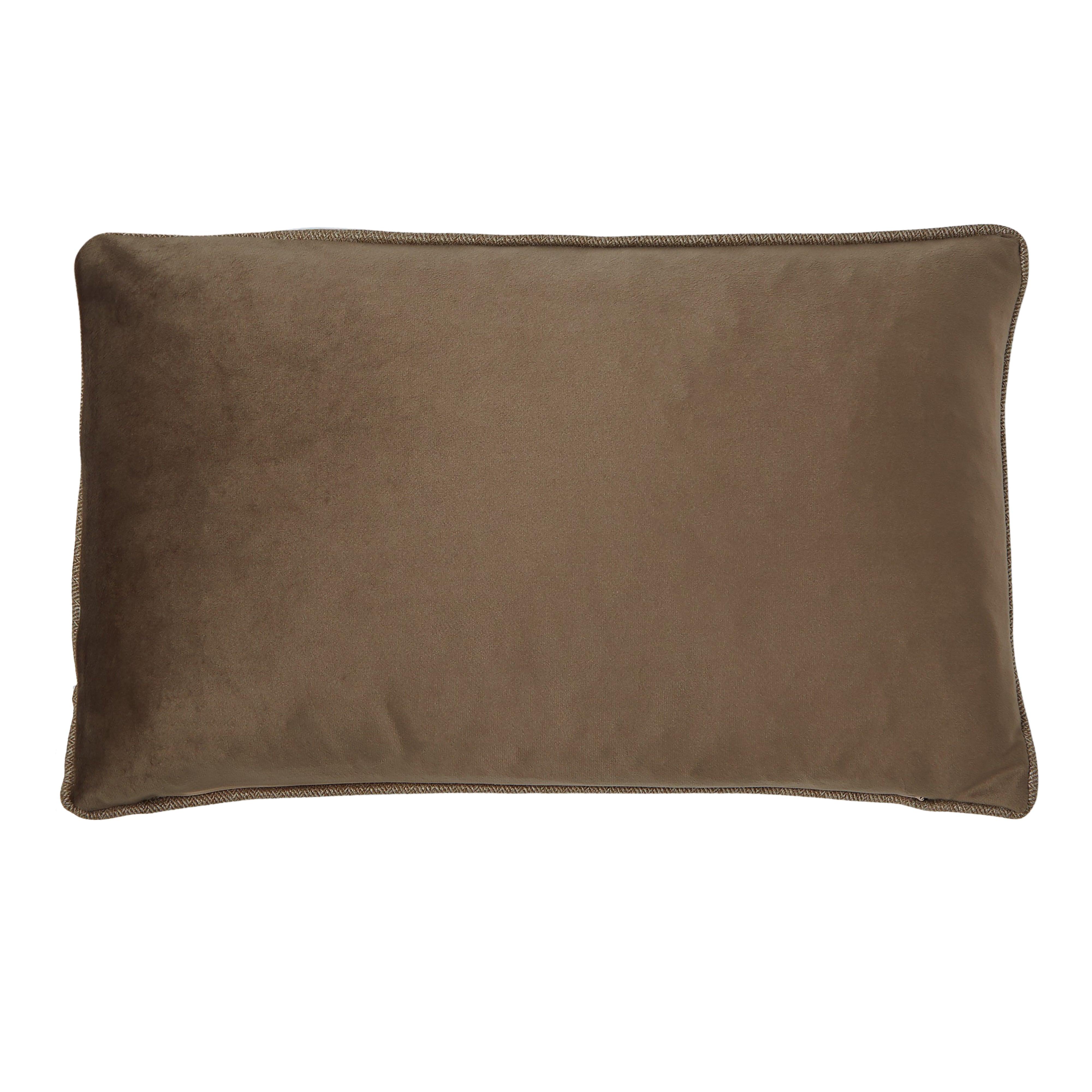 Velour Cushion Taupe 50x30x10cm - Furniture Castle