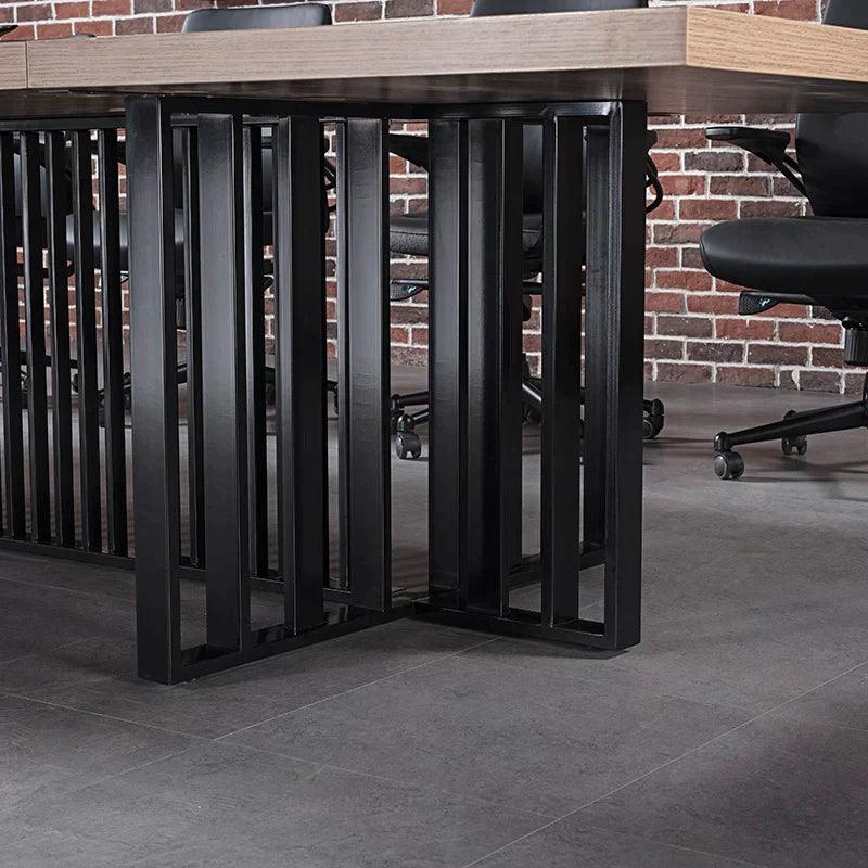 Vidal Boardroom Table 2.4M x 1.2M - Warm Oak & Black - Furniture Castle