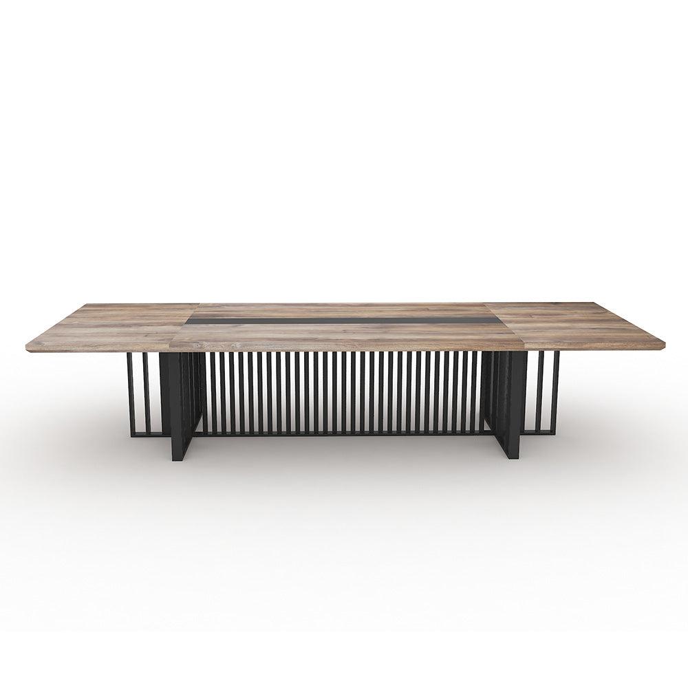 Vidal Boardroom Table 3.0cm x 1.2m - Warm Oak & Black - Furniture Castle