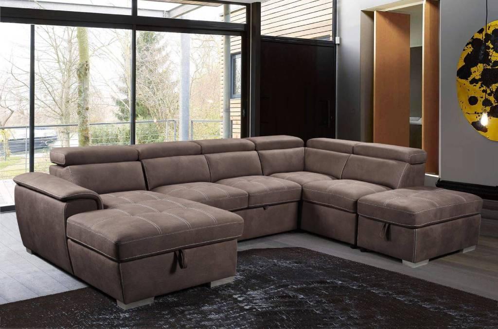 Brighton Modular Corner Lounge with LHF Chaise & RHF Ottoman – Mushroom (W323 x D220 x H81.5/98.5 cm)