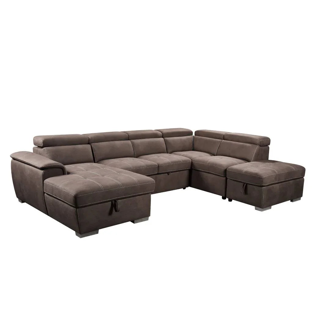 Brighton Modular Corner Lounge with LHF Chaise & RHF Ottoman – Mushroom (W323 x D220 x H81.5/98.5 cm)