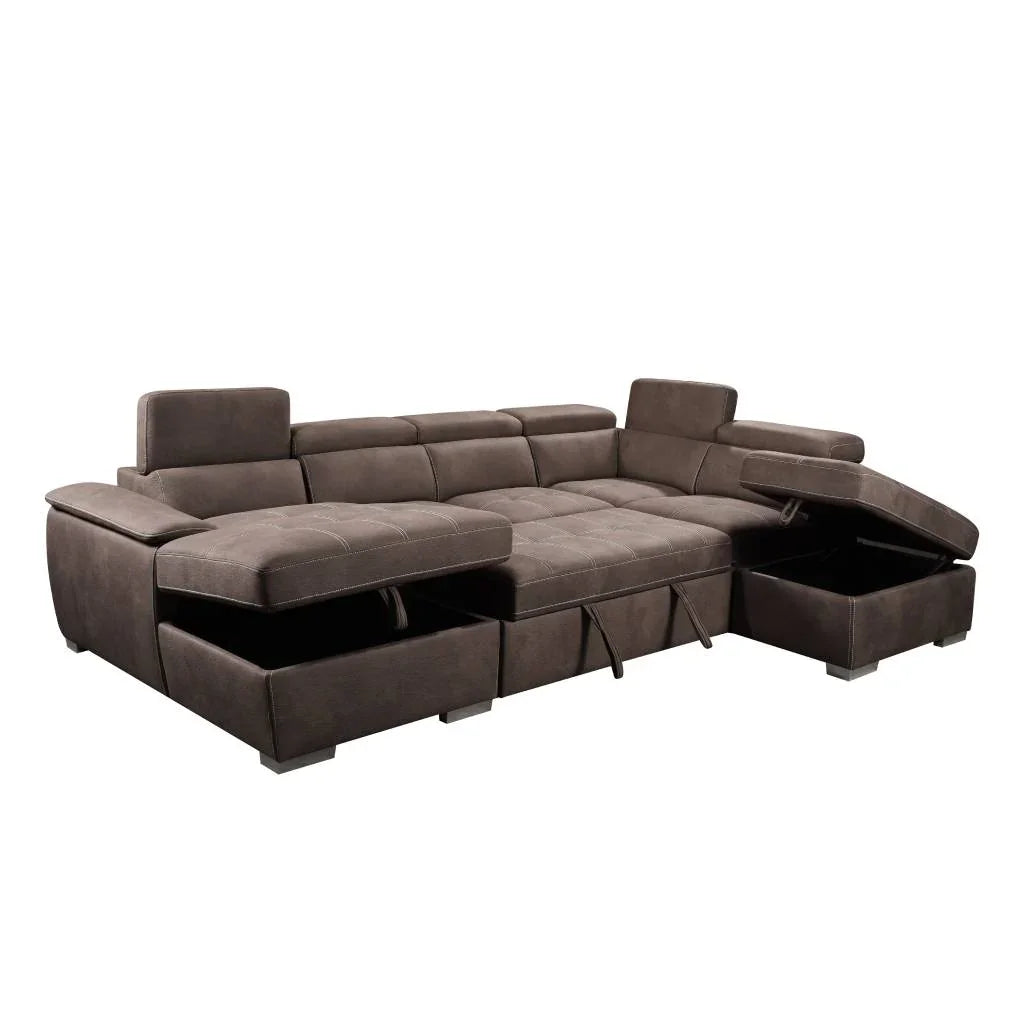 Brighton Modular Corner Lounge with LHF Chaise & RHF Ottoman – Mushroom (W323 x D220 x H81.5/98.5 cm)