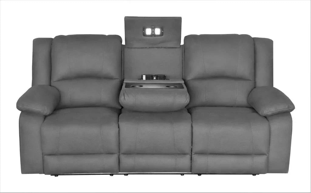 Captain 3-Seater Sofa with Dropdown Table & USB Port – Latte (W219 x D97 x H101 cm)
