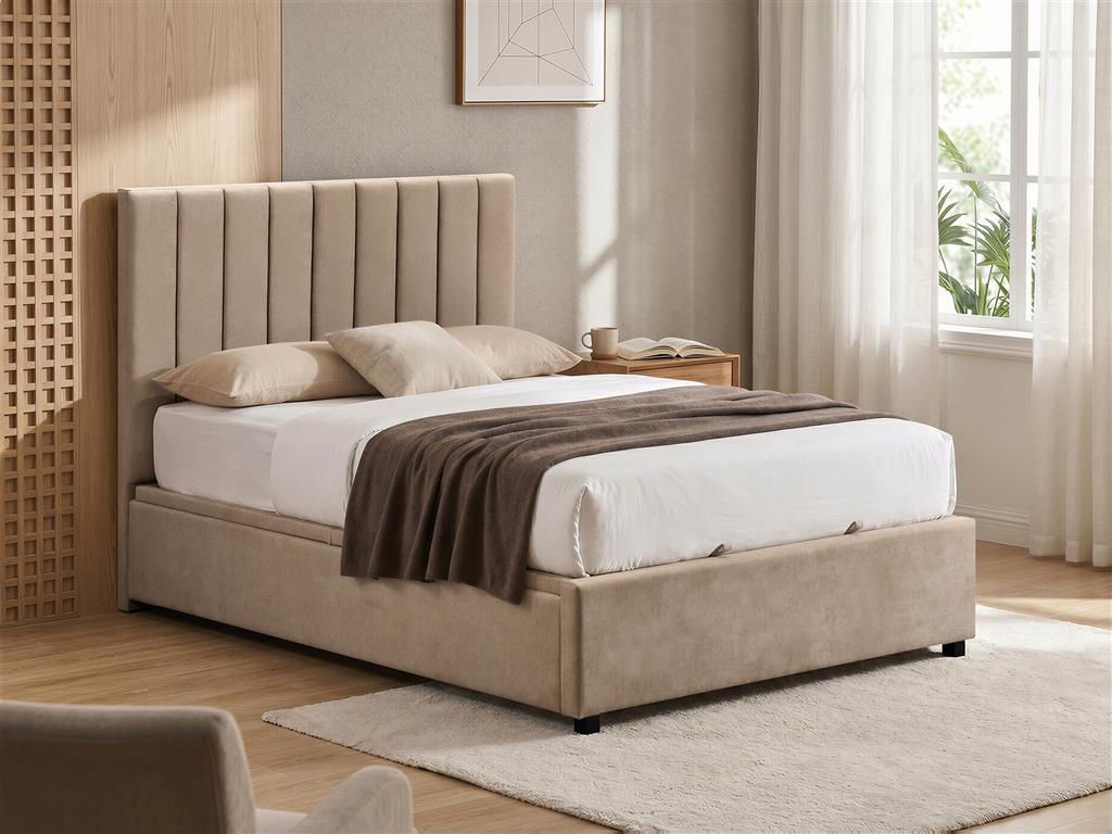 Atlas King Bed with Gas Lift Storage – Coffee