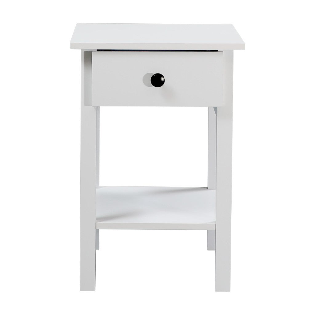 Declan 1-Drawer Bedside Table with Open Shelf – Matt White