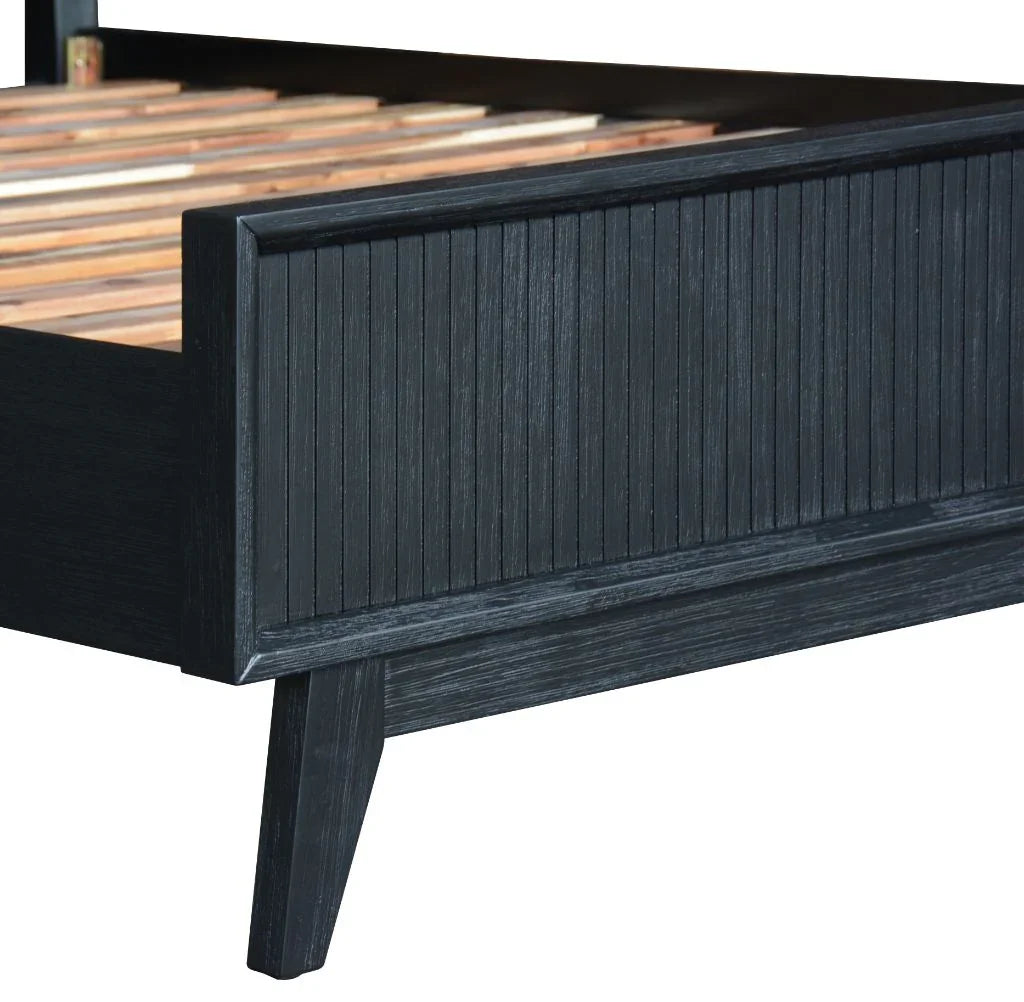 Kabira Brushed Black King Size Bed – 223 x 191 x 120 cm