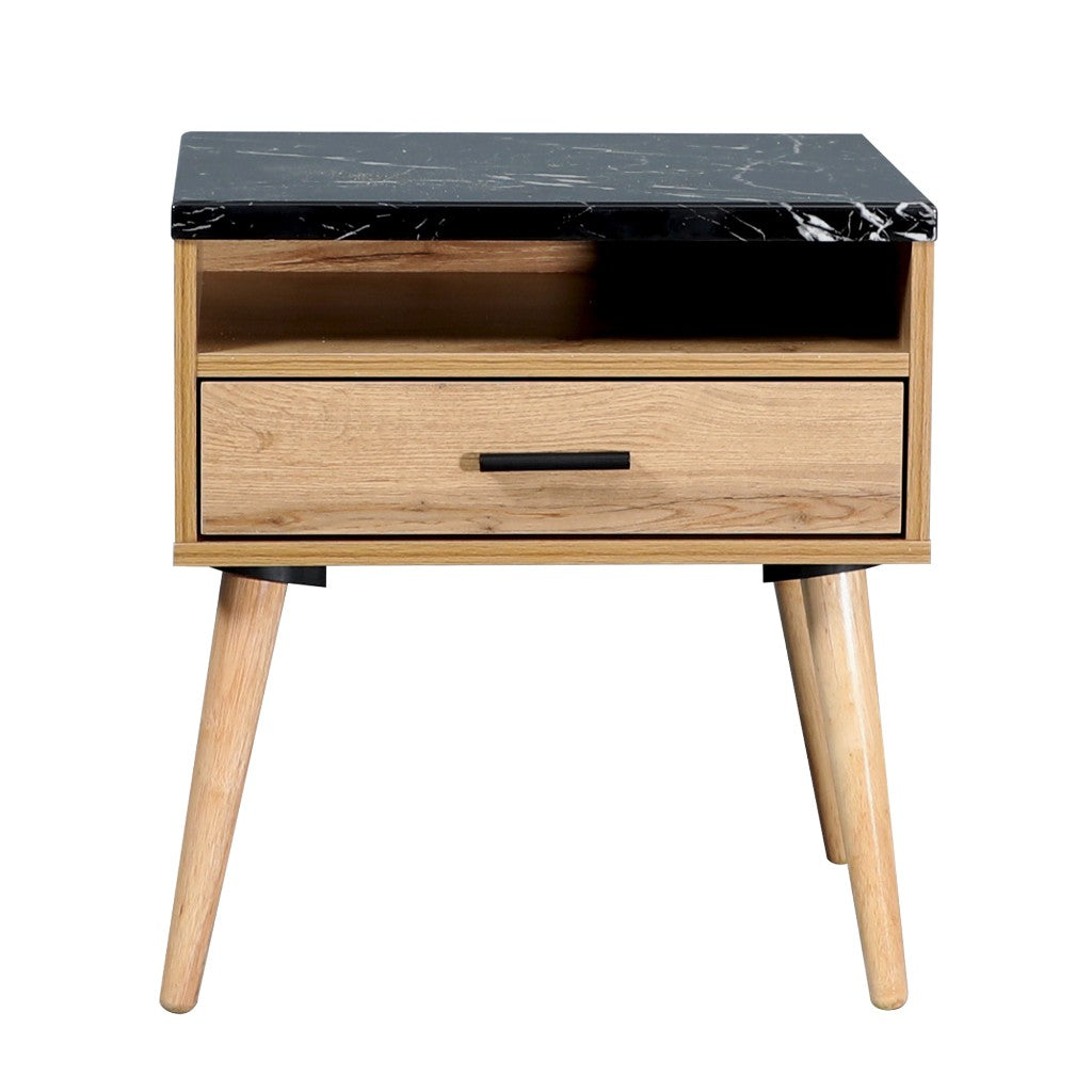Marcello 1-Drawer Bedside Table with Open Niche – Wotan Oak