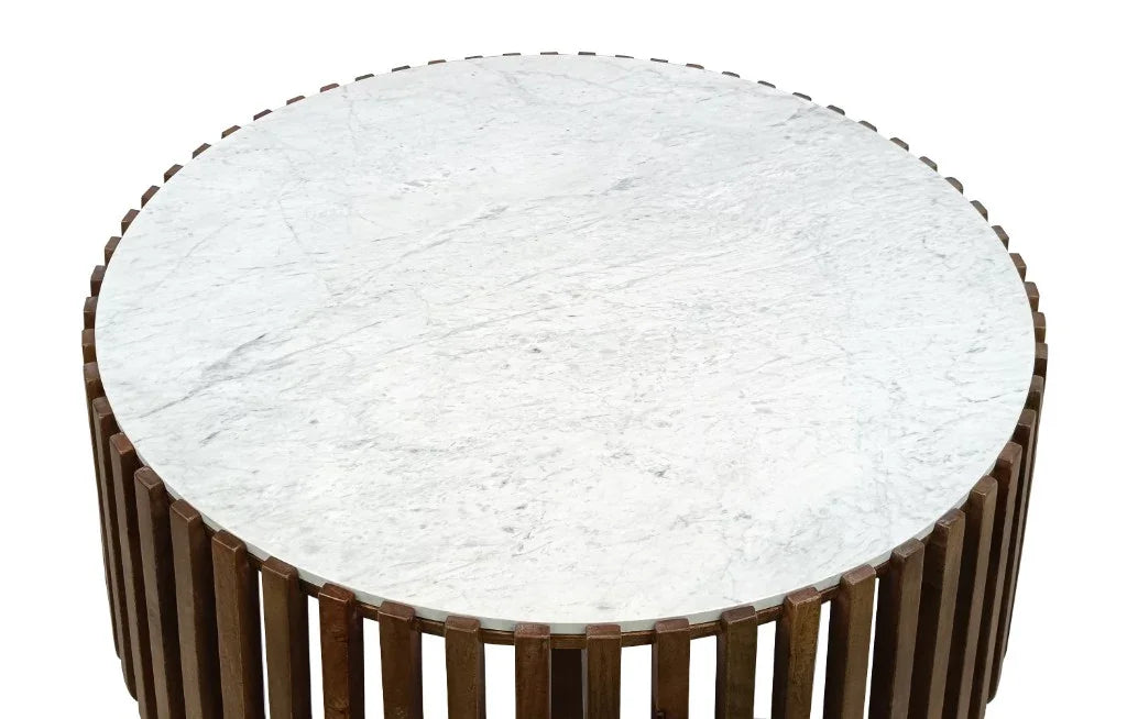 Agnes Marble Coffee Table Oak White W110 x D110 x H45 Cm