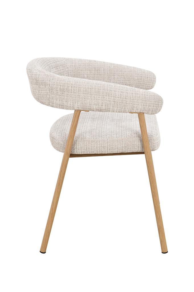 Mila Upholstered Fabric Dining Chair â Beige & Oak Finish