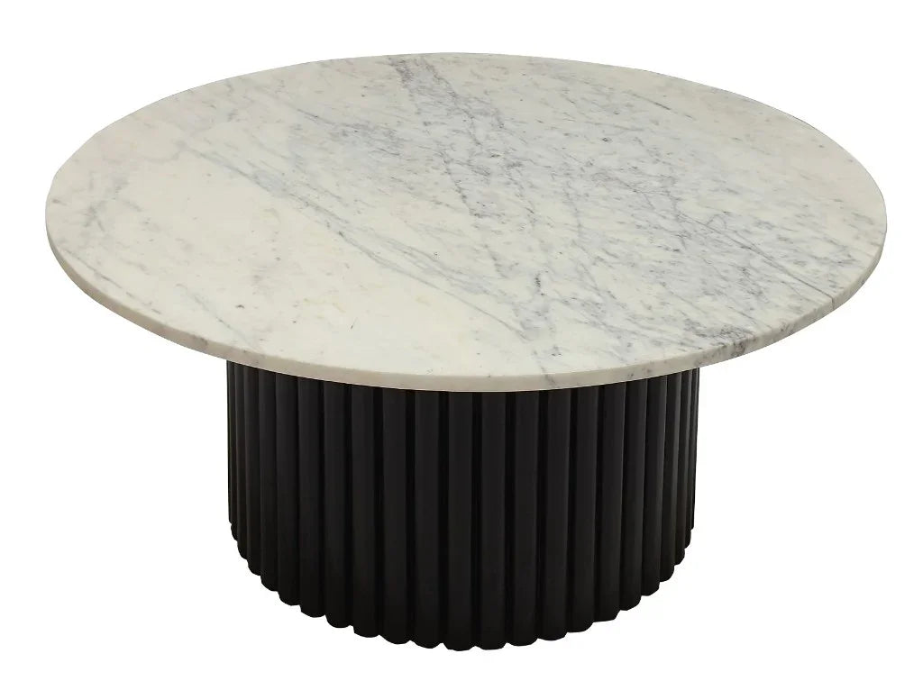 Nile Marble Coffee Table Black/White Top 70diax36cm