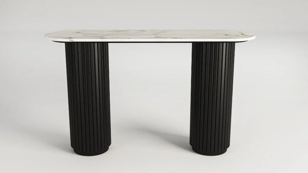 Nile Marble Console Table-Black/White Top 130x35x77cm