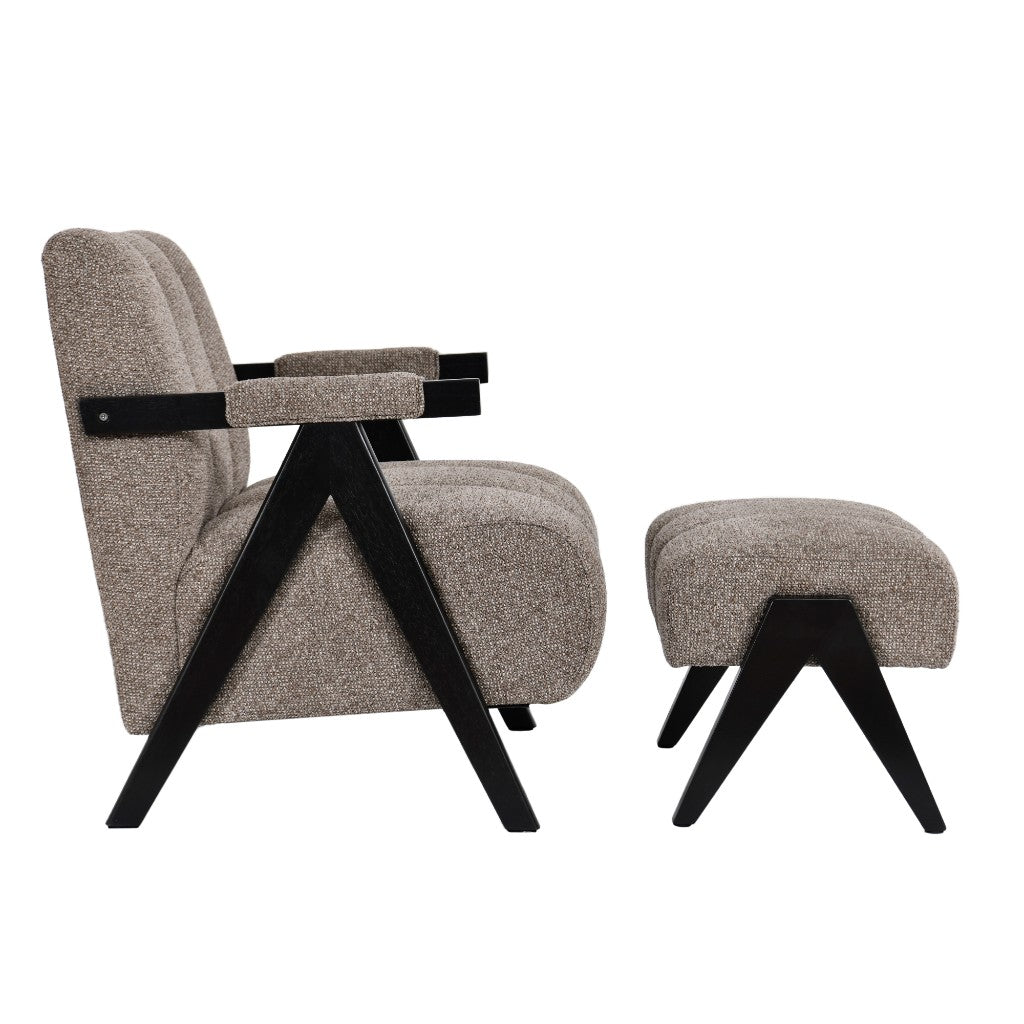 Atlas Fabric Accent Chair with Stool – Fawn