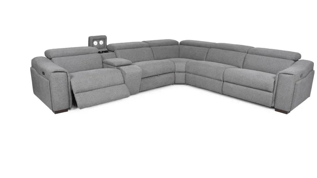 Blake Fabric Corner Lounge with Light & USB – Light Grey (W339 x D304 x H77/94 cm)