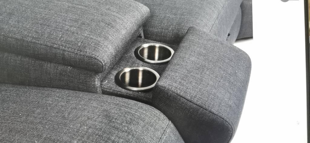 Blake Fabric Corner Lounge with Light & USB – Light Grey (W339 x D304 x H77/94 cm)