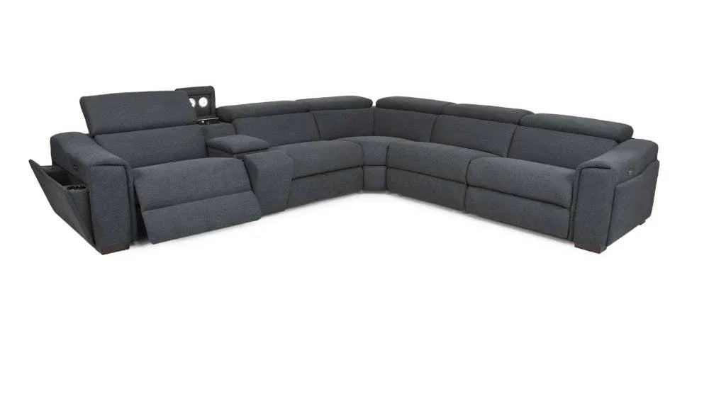 Blake Fabric Corner Lounge with Light & USB – Dark Grey (W339 x D304 x H77/94 cm)