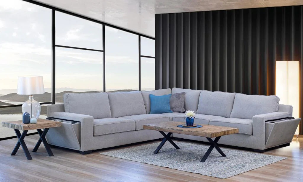 Callaway 2.5-Seater Corner Modular Lounge – Light Grey