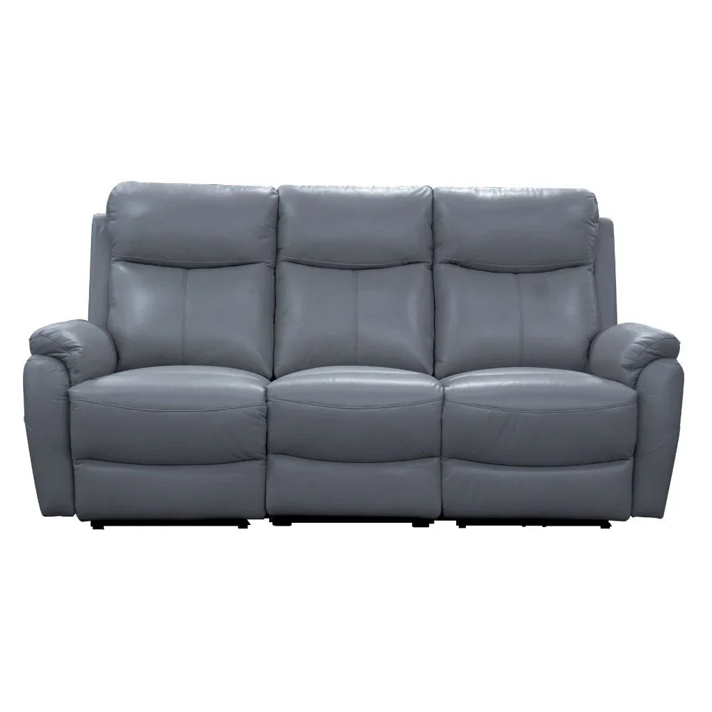 Camden Gunmetal Leather 3-Seater Lounge Set with 2 Electric Recliners