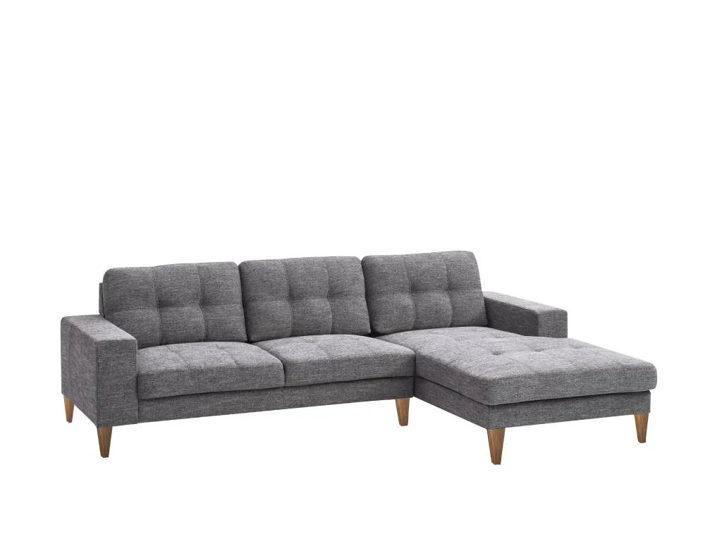 Club Fabric 2-Seater Sofa with RHF Chaise – Grey (W264 x D163 x H83.5 cm)