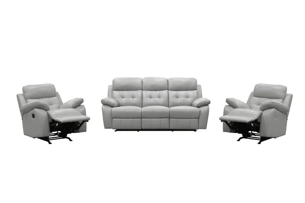 Cosmic 3-Seater Sofa with 2 Recliners & 2 Single Recliner Chairs – Silver Fabric Set
