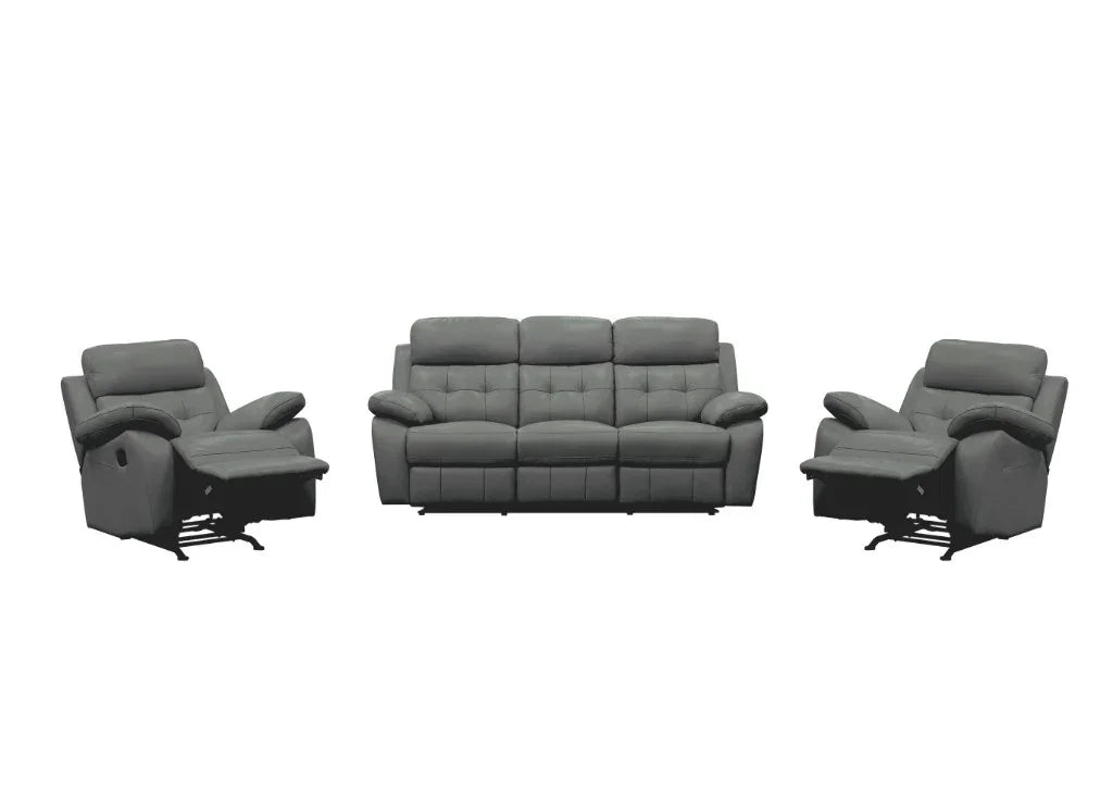 Cosmic 3-Seater Sofa with 2 Recliners & 2 Single Recliner Chairs – Grey Fabric Set