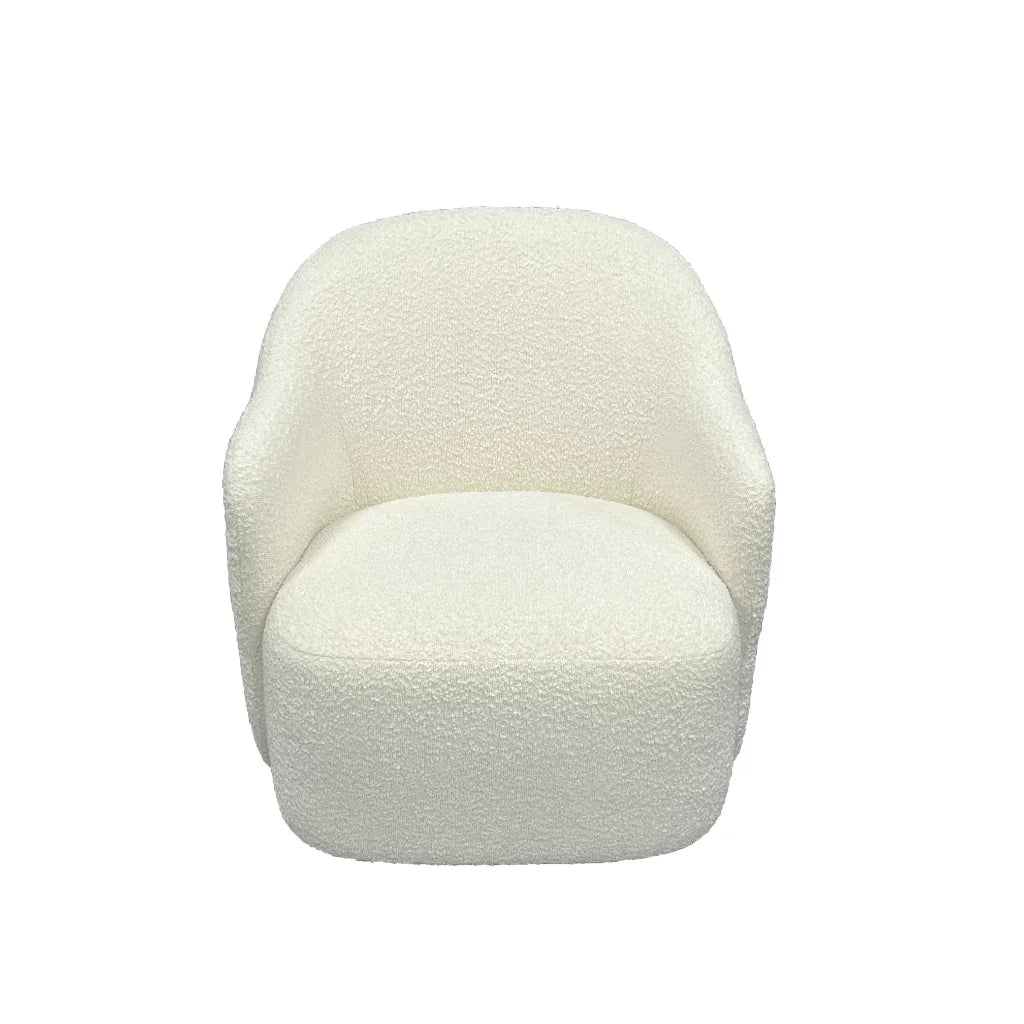 Ibiza Boucle Fabric Swivel Armchair White 73x82x78cm