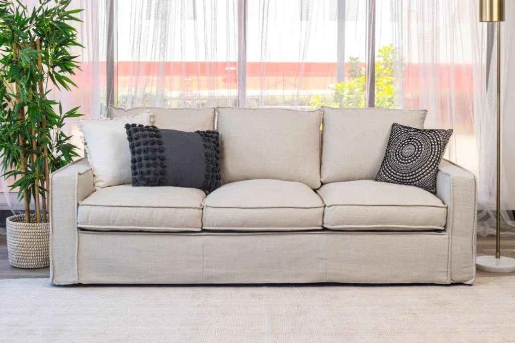 Logan 3 Seater Lounge Stone 216X101X84Cm