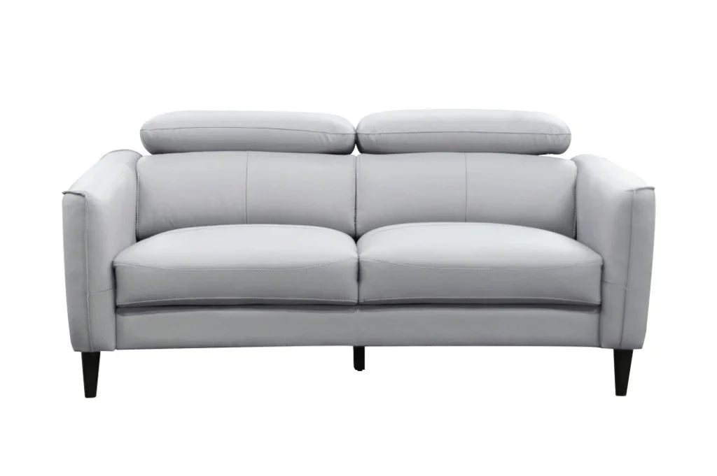Madison Leather 2 Seater Sofa- Silver W174 x D107 x H77/97 Cm
