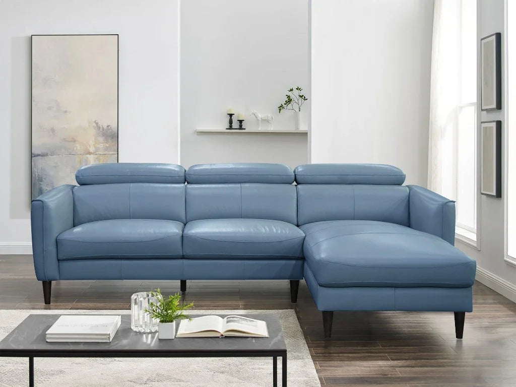 Madison Leather 2Seater Sofa With Rhf Chase-Blue W248 x D107/181 x H77/97 Cm