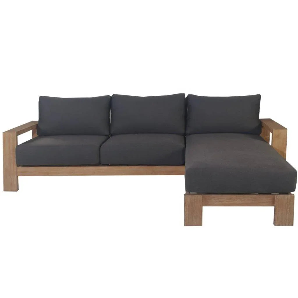 Marrakesh Outdoor 3-Seater Lounge with Chaise – Dark Charcoal (W237 x D180 x H75 cm)