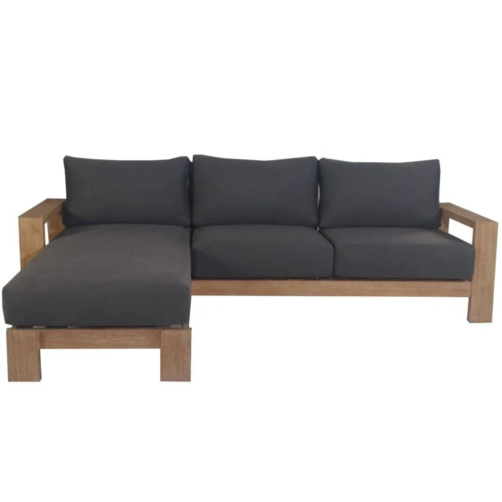 Marrakesh Outdoor 3-Seater Lounge with Chaise – Dark Charcoal (W237 x D180 x H75 cm)