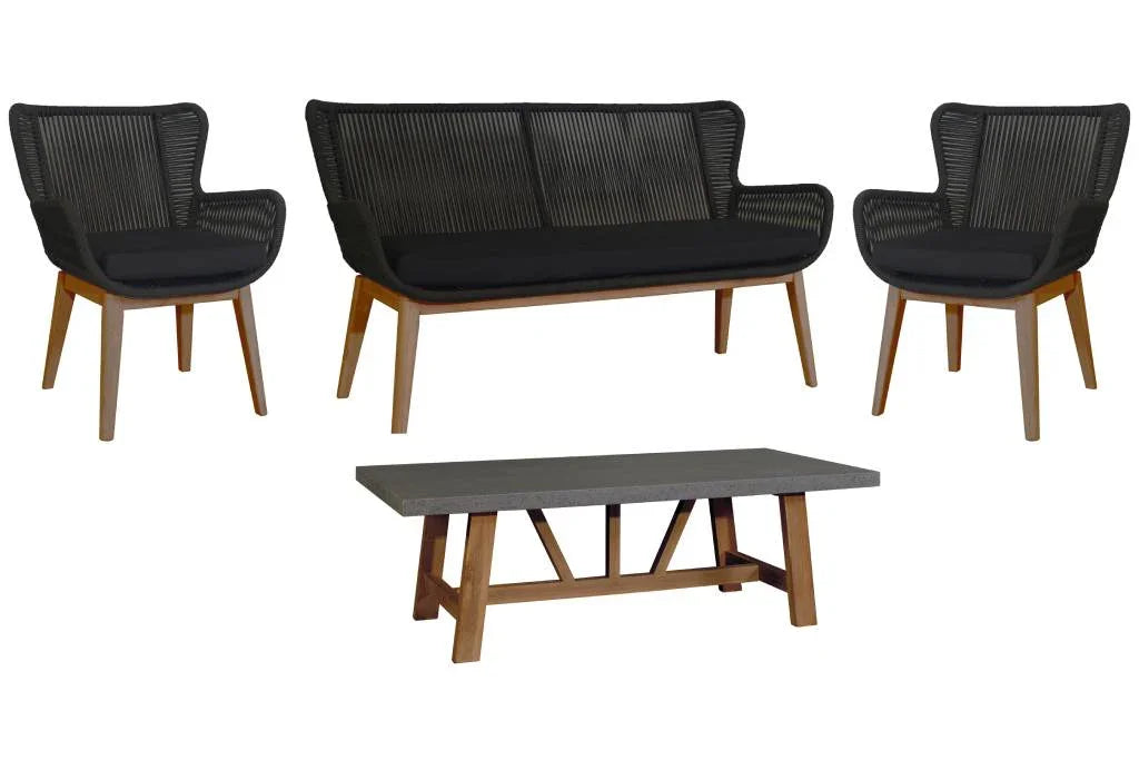 Marrakesh Outdoor 4-Piece Sofa Set – Black/Charcoal/Grey
