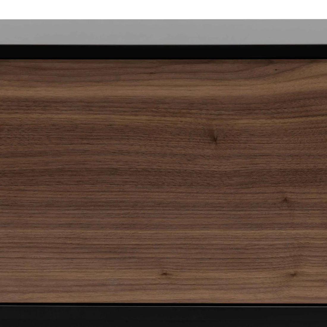 Wagon 2.3m Wooden Entertainment Unit - Black with Walnut Drawers - Furniture Castle